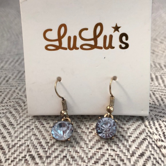 Lulus Jewelry - Lulu’s Blue Rhinestone Dangly Earrings